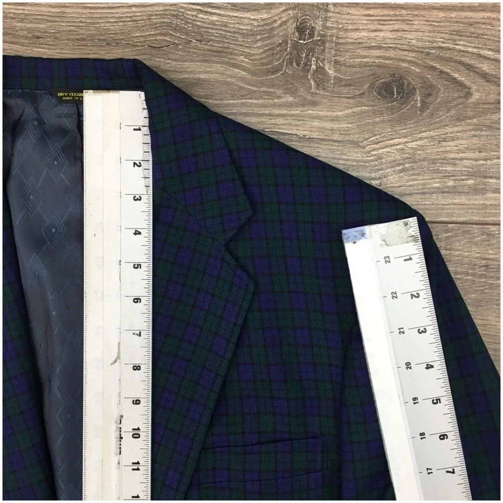 VINTAGE Mens Bespoke Blazer Sport Coat Casual‎ Jacket Size 44R Wool Suit USA